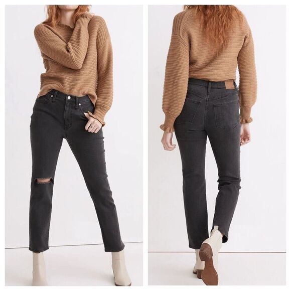 Madewell TALL The Girljean in Adolpha Wash Ripped Knee Edition Size 25T - Picture 1 of 12